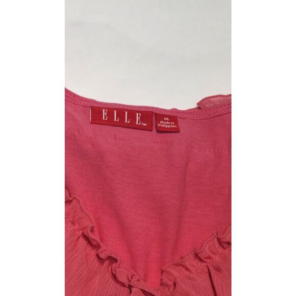 Elle ruffle sleeveless pink blouse women's medium - Picture 2 of 6